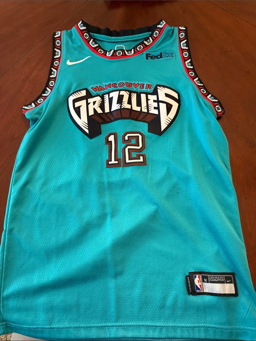 Nike Teal Vancouver Grizzlies #12 Morant Jersey with Black & Red Trim